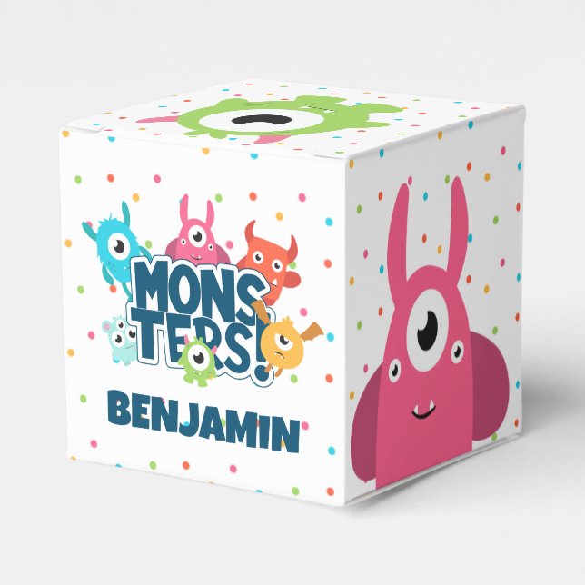 Caja Para Regalos Fiesta de cumpleaños de Monster (Costado Anverso)