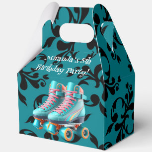 Caja Para Regalos Fiesta de cumpleaños de Neon Rollerskate verde azu