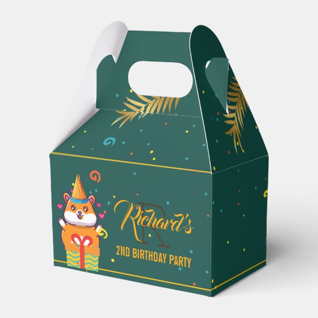 Caja Para Regalos Fiesta de cumpleaños de niño con tema verde de mar (Front Side)