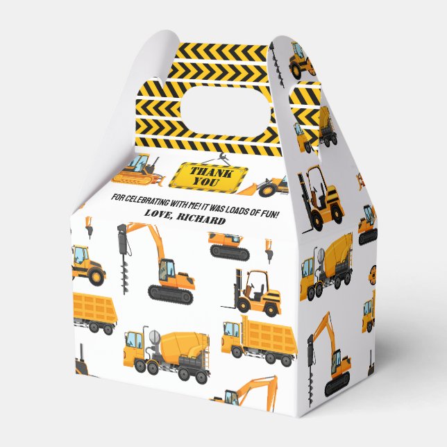 Caja Para Regalos Fiesta de cumpleaños de niños de construcción (Reverso)
