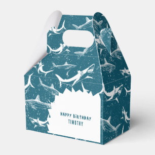 Caja Para Regalos Fiesta de cumpleaños de niños tiburones azules con