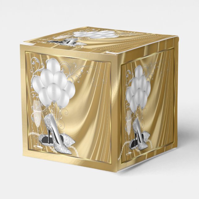 Caja Para Regalos Fiesta de cumpleaños de oro (Costado Anverso)