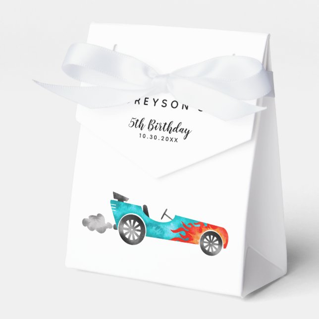 Caja Para Regalos Fiesta de cumpleaños de Race Car Boy (Front Side)
