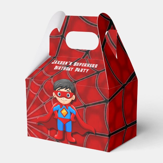 Caja Para Regalos Fiesta de cumpleaños de SuperHero Boy (Front Side)