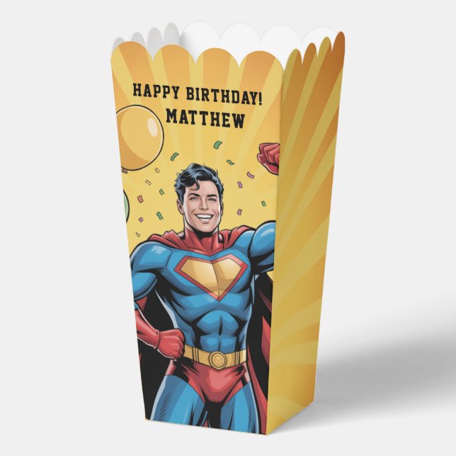 Caja Para Regalos Fiesta de Cumpleaños de Superhéroes Niños (Anverso)