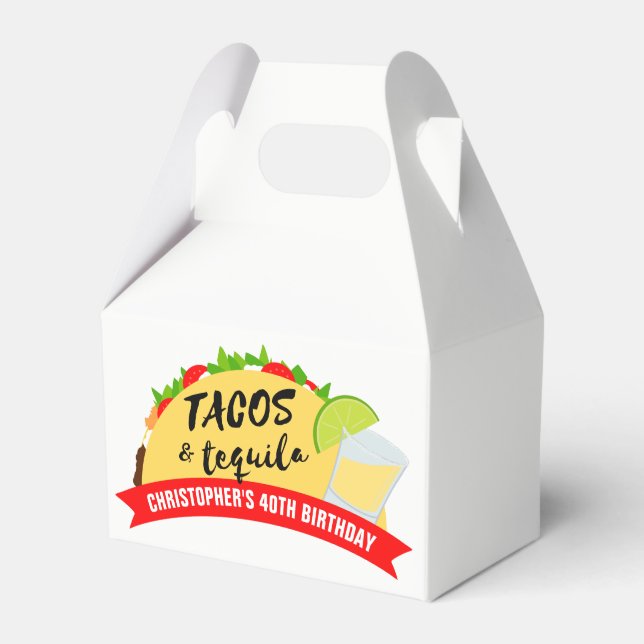 Caja Para Regalos Fiesta de cumpleaños de Tacos y Tequila (Front Side)