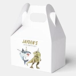 Caja Para Regalos Fiesta de cumpleaños de tiburón y dinosaurio