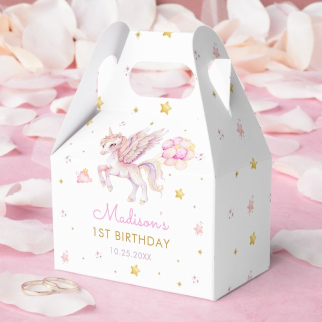 Caja Para Regalos Fiesta de Cumpleaños del Arcoíris Unicornio de Pas (Boda)