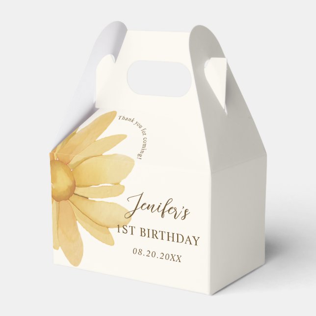 Caja Para Regalos Fiesta de cumpleaños del Boho Groovy Daisy (Front Side)