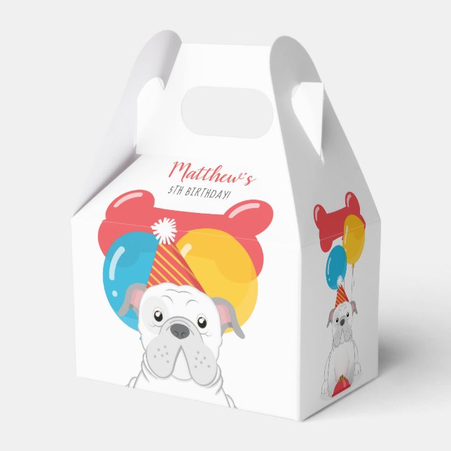 Caja Para Regalos Fiesta de cumpleaños del bulldog (Reverso)