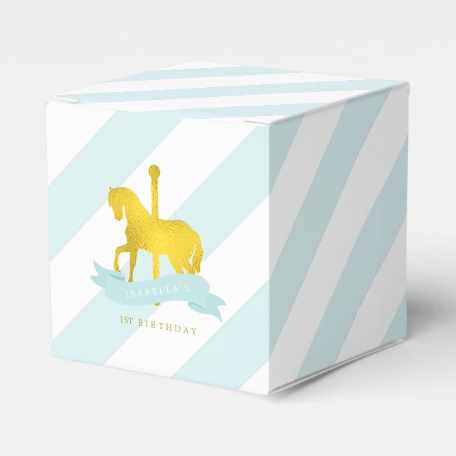 Caja Para Regalos Fiesta de cumpleaños del caballo Mint Carousel (Costado Anverso)