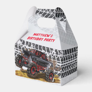 Caja Para Regalos Fiesta de cumpleaños del Camión Negro Rojo