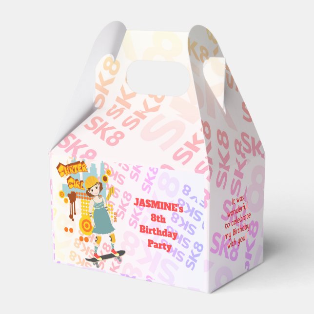 Caja Para Regalos Fiesta de cumpleaños del Chica de Skater Park (Front Side)
