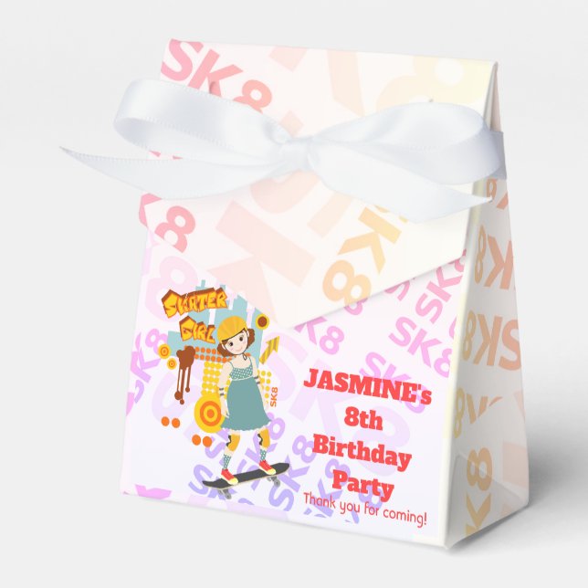 Caja Para Regalos Fiesta de cumpleaños del Chica de Skater Park (Front Side)