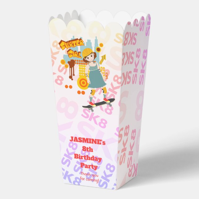 Caja Para Regalos Fiesta de cumpleaños del Chica de Skater Park (Anverso)