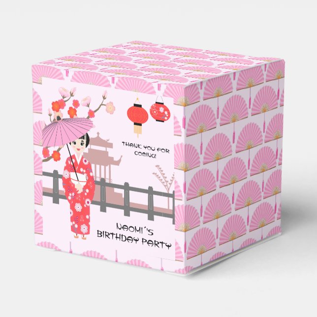 Caja Para Regalos Fiesta de cumpleaños del Chica japonés Sakura Cher (Reverso Costado)