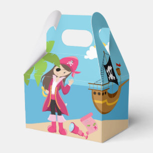 Caja Para Regalos Fiesta de cumpleaños del Chica Pirata Rosa