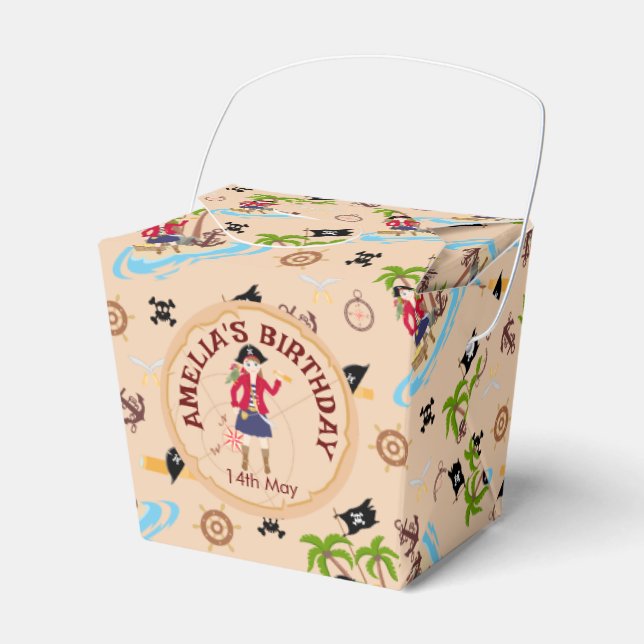 Caja Para Regalos Fiesta de cumpleaños del mapa del tesoro del Chica (Front Side)