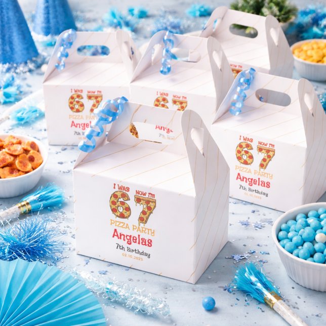 Caja Para Regalos Fiesta de Cumpleaños del Moderno Slice Slice Boy S (Modern Slice Slice Boy Six Seven Birthday Party Favor Boxes)