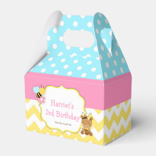 Caja Para Regalos Fiesta de cumpleaños del oso de miel y la abeja de