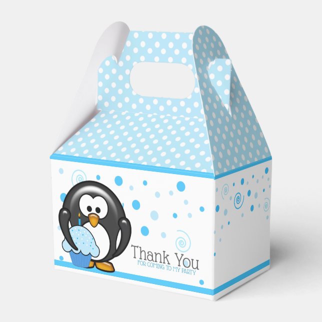 Caja Para Regalos Fiesta de cumpleaños del pastel de pingüino (Front Side)