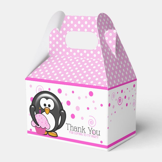 Caja Para Regalos Fiesta de cumpleaños del pastel de pingüino (Front Side)