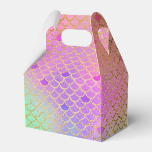 Caja Para Regalos Fiesta de cumpleaños del patrón de sirena rosa y N