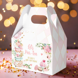 Caja Para Regalos Fiesta de cumpleaños del té Flor rosa Chica de per