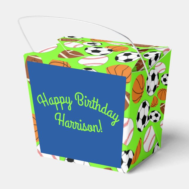 Caja Para Regalos Fiesta de cumpleaños deportivos (Reverso)