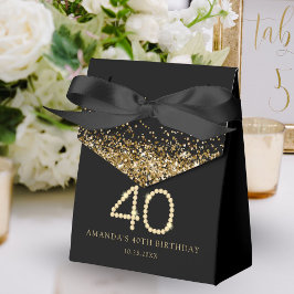 Caja Para Regalos Fiesta de Cumpleaños Diamantes de Oro 40