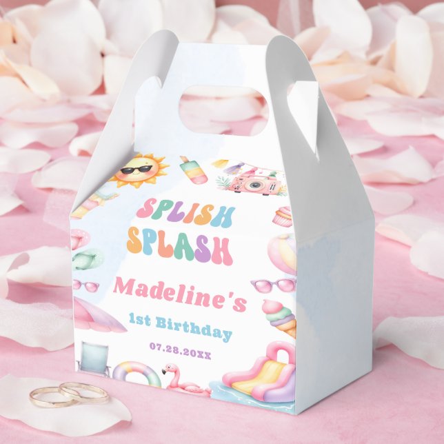 Caja Para Regalos Fiesta de cumpleaños editable Splish Splash de ver (Boda)