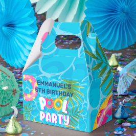 Caja Para Regalos Fiesta de Cumpleaños en la Piscina Tropical