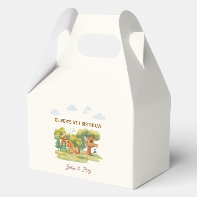 Caja Para Regalos Fiesta de cumpleaños en playground cubierto (Anverso)