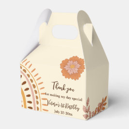 Caja Para Regalos Fiesta de cumpleaños Floral Retro Groovy