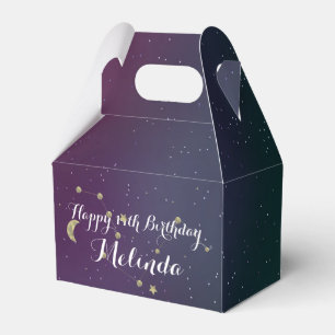 Caja Para Regalos Fiesta de Cumpleaños Galaxia Morado Cielo Azul Foi