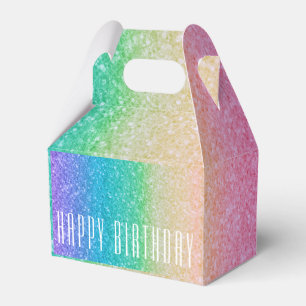 Caja Para Regalos Fiesta de Cumpleaños Glam Lluvia de Brillo Destell