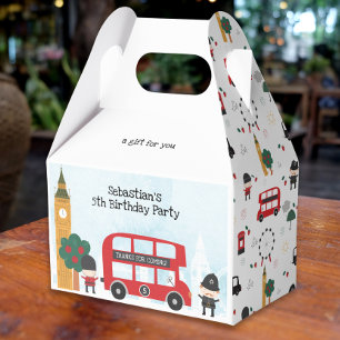 Caja Para Regalos Fiesta de Cumpleaños Infantil Autobús Rojo de Lond