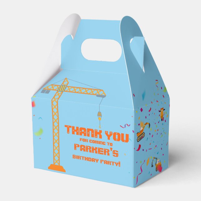 Caja Para Regalos Fiesta de Cumpleaños Infantil Tema de Construcción (Front Side)