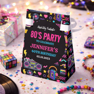 Caja Para Regalos Fiesta de cumpleaños moderna retro neón de los 80