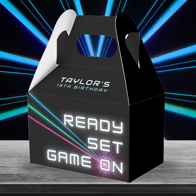 Caja Para Regalos Fiesta de cumpleaños neón de etiqueta láser (Laser Tag Neon Birthday Party Favor Boxes
)