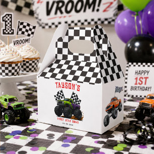 Caja Para Regalos Fiesta de cumpleaños número 1 de Monster Trucks