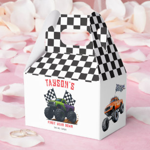 Caja Para Regalos Fiesta de cumpleaños número 1 de Monster Trucks 