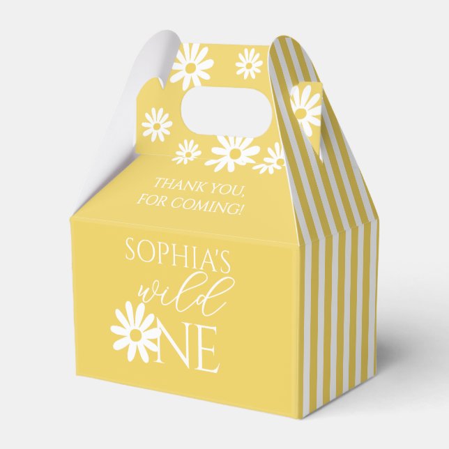 Caja Para Regalos Fiesta de cumpleaños número 1 Wild One Boho Daisy (Front Side)