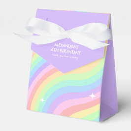 Caja Para Regalos Fiesta de cumpleaños número 6 Retro Pastel Arcoíri