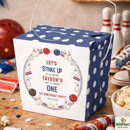 Caja Para Regalos Fiesta de cumpleaños número uno de Retro Bowling -