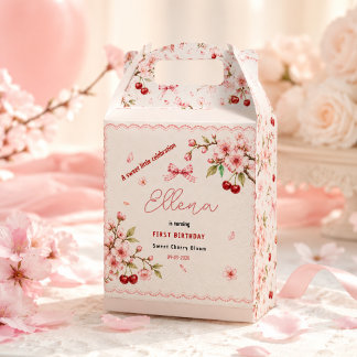 Caja Para Regalos Fiesta de cumpleaños número uno de Sweet Cherry Bl