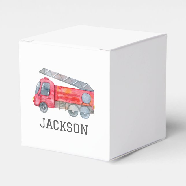 Caja Para Regalos Fiesta de cumpleaños personalizada de Firetruck (Costado Anverso)