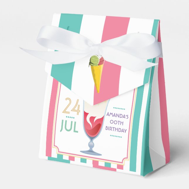 Caja Para Regalos Fiesta de cumpleaños personalizada de helado (Front Side)