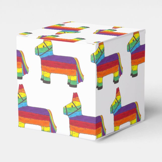 Caja Para Regalos Fiesta de cumpleaños Piñata, burro iris personaliz (Costado Anverso)