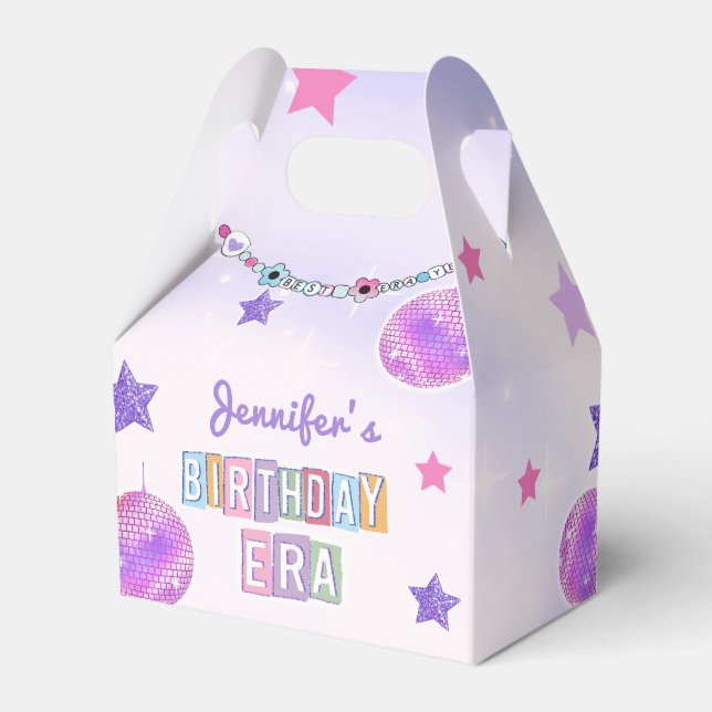 Caja Para Regalos Fiesta de cumpleaños Purple Disco Eras (Front Side)